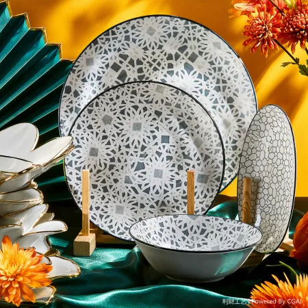 Colorful ceramic tableware set, household tableware bowls, plates, bowls, chopsticks combination, table supplies and kitchenware set Colorful ceramic tableware set, household tableware bowls, plates, bowls, chopsticks combination, table supplies and kitchenware set